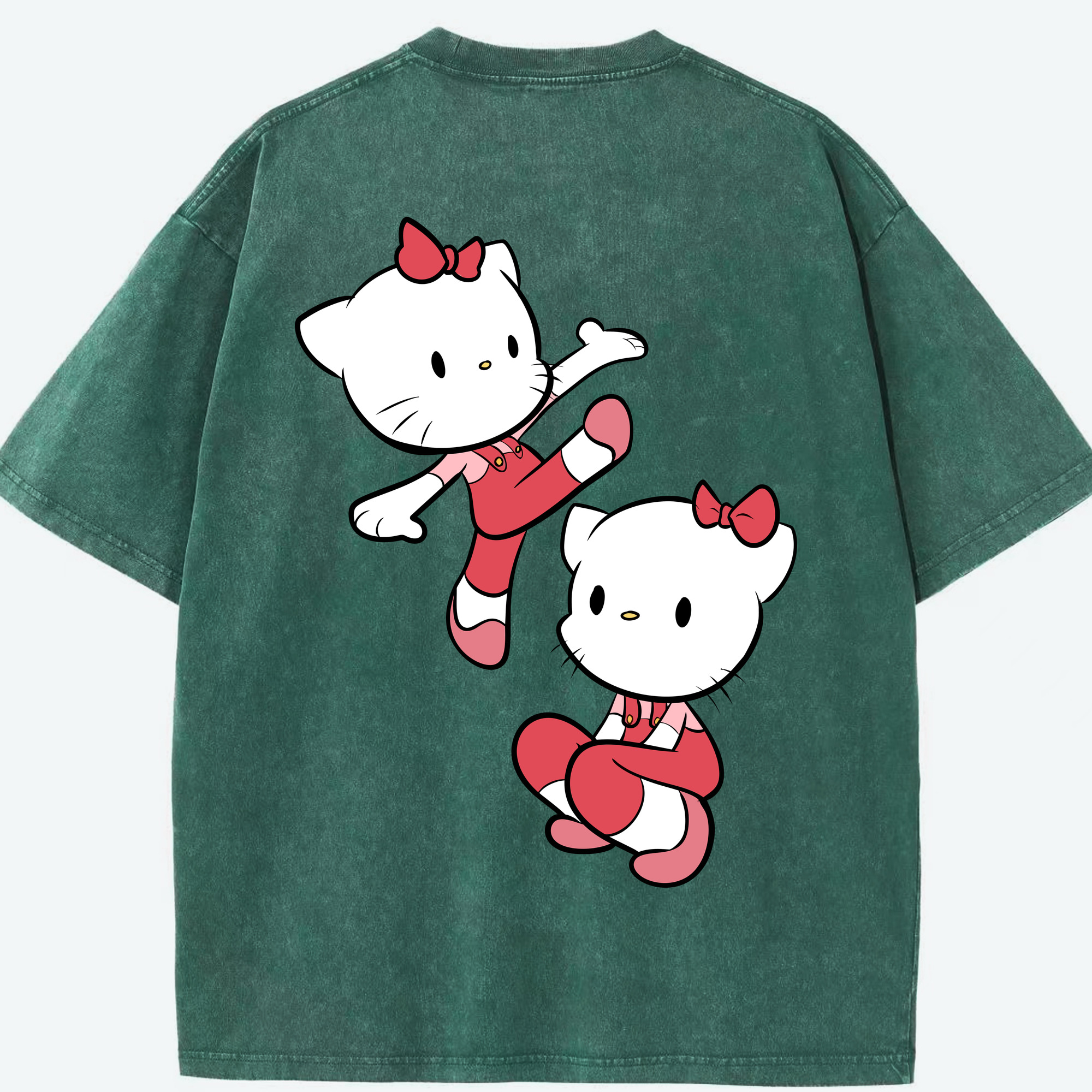 （画像用） Hello Kitty ハローキティ 綿100% ヴィンテージ風 半袖Tシャツ（背面プリント）